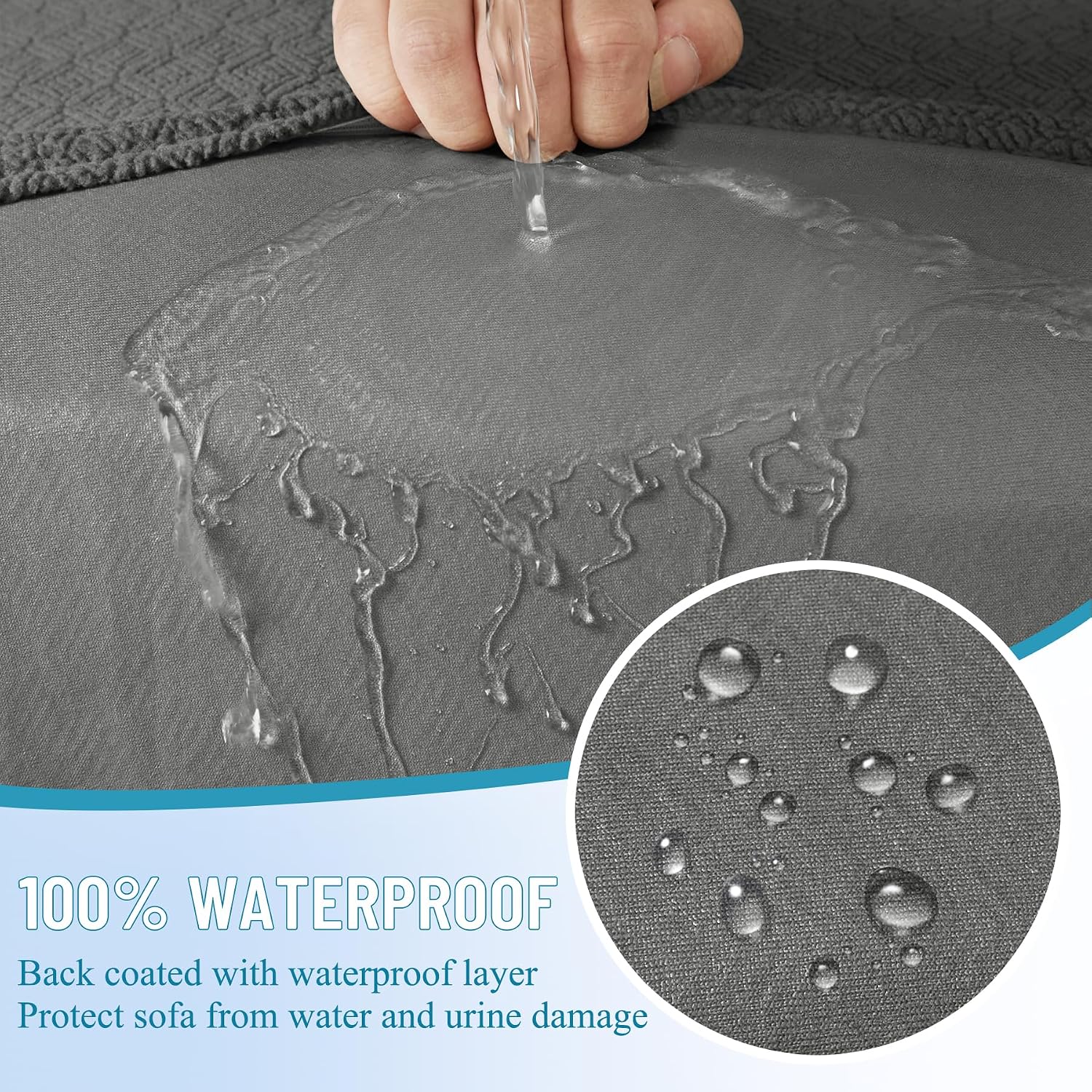 HDCAXKJ Waterproof Sectional Couch Cushion Covers 11 Pieces Extra Large Stretch L Shaped Corner Sofa Slipcover Back Cover Soft Sofa Seat Cushion Covers for Dogs (XL-5 Seater and 6 Backrest, Dark Gray)