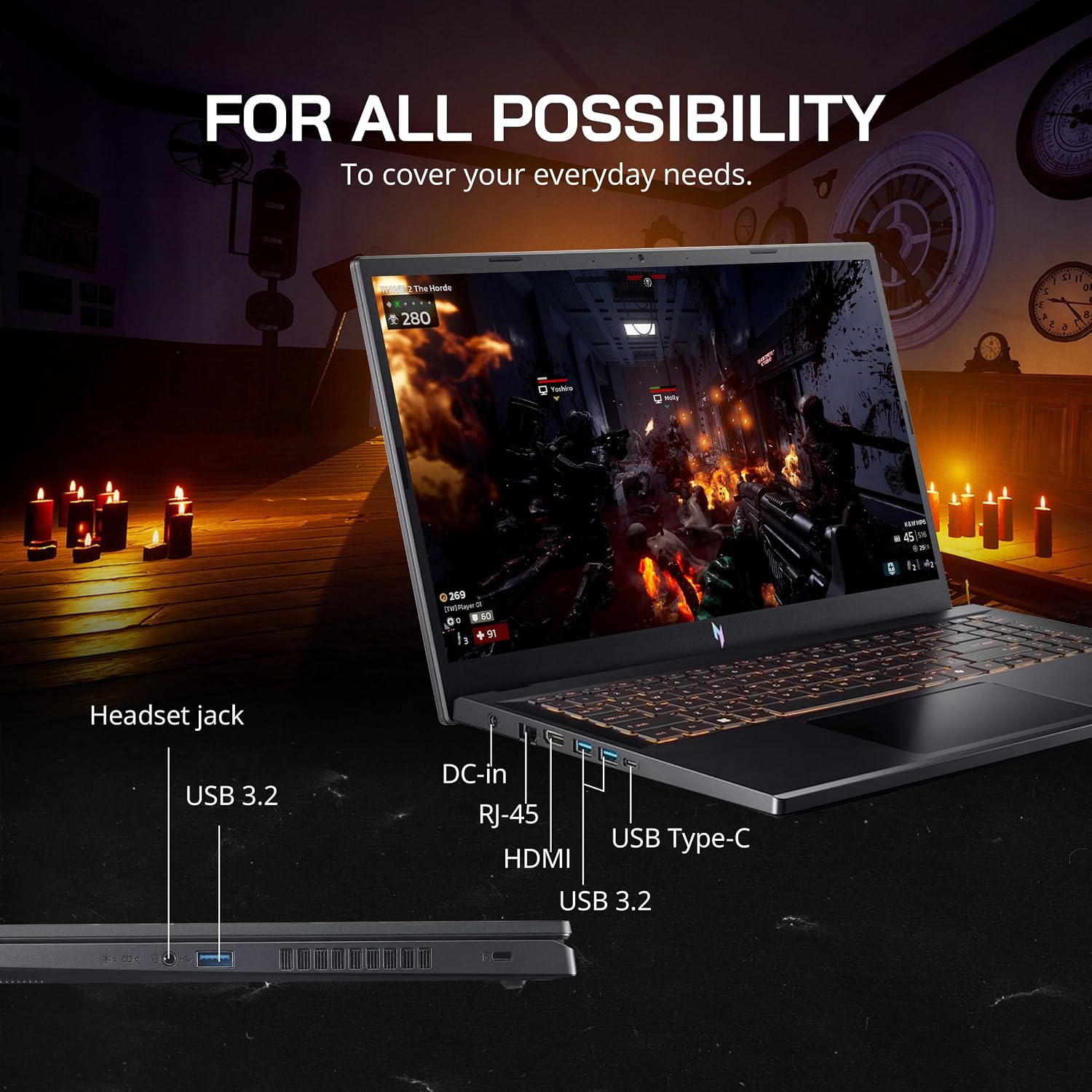 acer Nitro V 15.6' FHD IPS 165Hz Gaming Laptop, Intel Core i5-13420H, NVIDIA GeForce RTX 5050 8GB GDDR7, 16GB RAM, 1TB SSD, Backlight Keyboard, Wi-Fi 6, Win 11 Pro, Black, 1TB Docking Station Set
