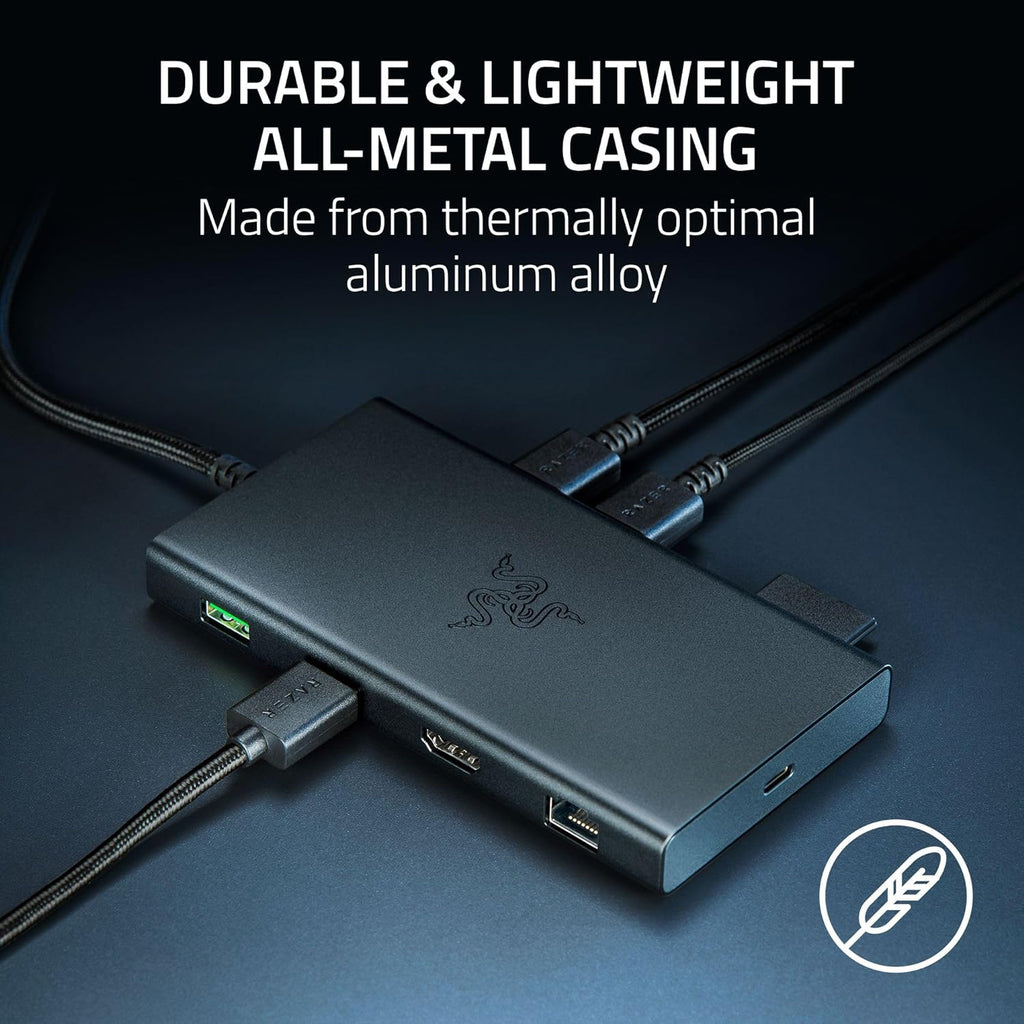 Razer USB C Dock: 11-in-1 Portable USB-C Travel Hub, 4K 60Hz HDMI, Ethernet, Card Reader, USB-C & USB-A, 3.5mm Audio,85W PD Charging for Laptop & Tablet, Durable All-Metal Build, PC & Mac - Black