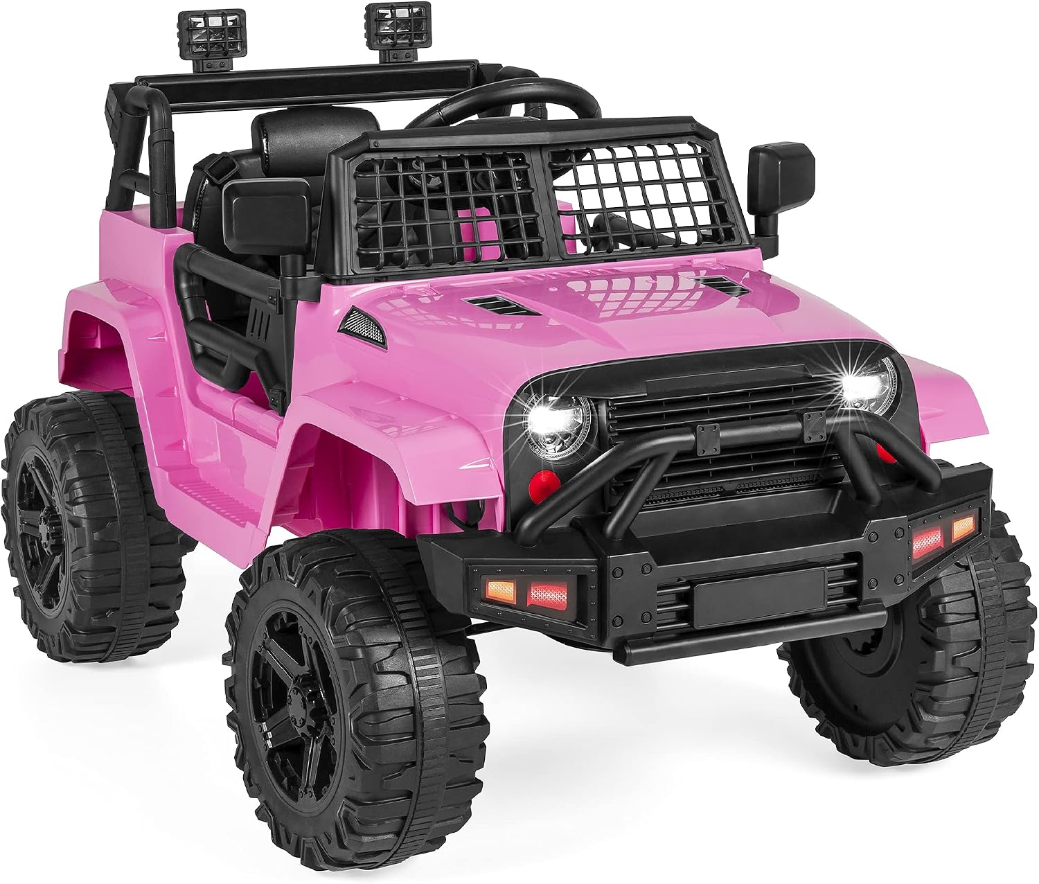 Best Choice Products 12V Kids Electric Vehicle Toy Ride On Car with Parent Remote Control for Toddlers, Seat Harness, 61 lbs Weight Capacity, Locking Doors, Spring Suspension, Bluetooth - Pink