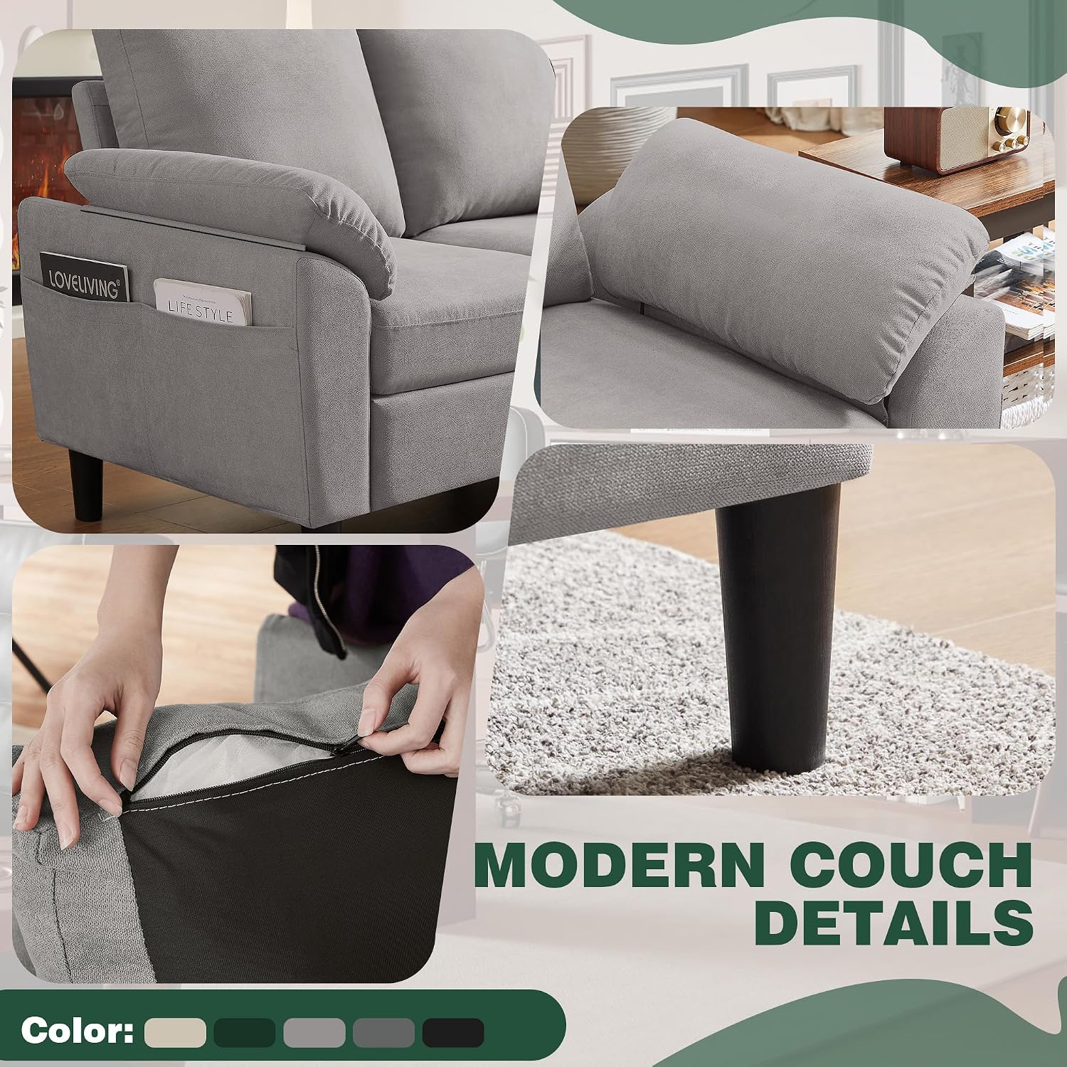80' Convertible Sectional Sofa, Small L Shaped 3 Seat Couch with Reversible Storage Chaise, Modern Polyester Fabric Sofa Couches for Living Room, Apartment and Small Space, Light Grey