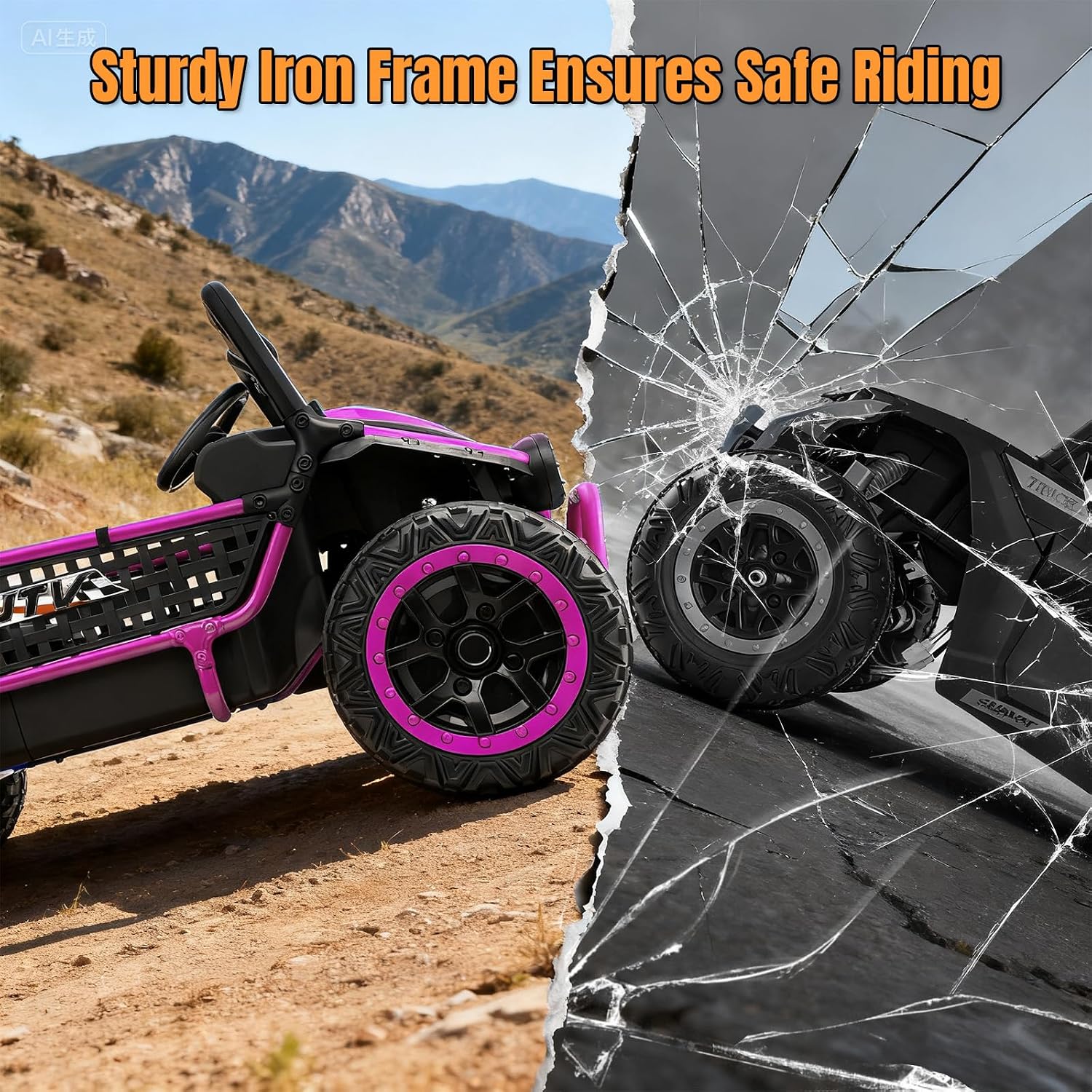 Hikole 24V Ride on Toy Car for Big Kids 4-8, XL Kids UTV 2 Seater with Remote Control, 22' Spacious Seat, MP3 & USB, 3 Speed, Storage, Electric Power Wheels for Boys Girls, Pink