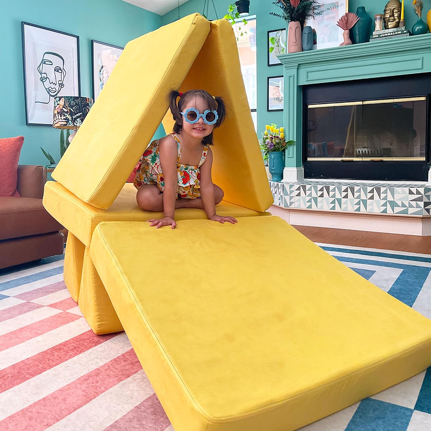 Nugget - The Original Play Couch for Kids - Modular Foam Children's Sofa for Playroom, Imagination, & Creative Open Ended Play - Washable & Convertible Playroom Furniture, Lemonade