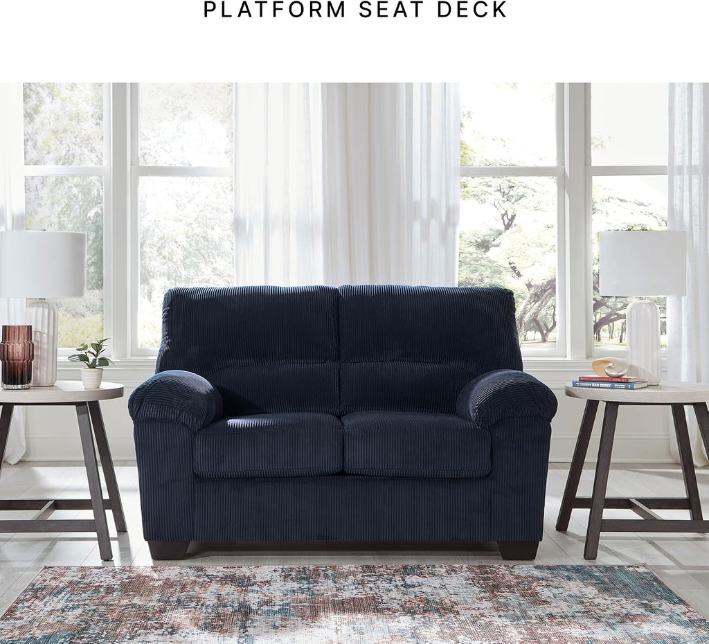 Signature Design by Ashley SimpleJoy Contemporary Loveseat for Living Room, Blue