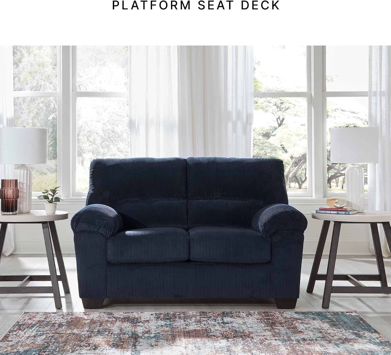 Signature Design by Ashley SimpleJoy Contemporary Loveseat for Living Room, Blue