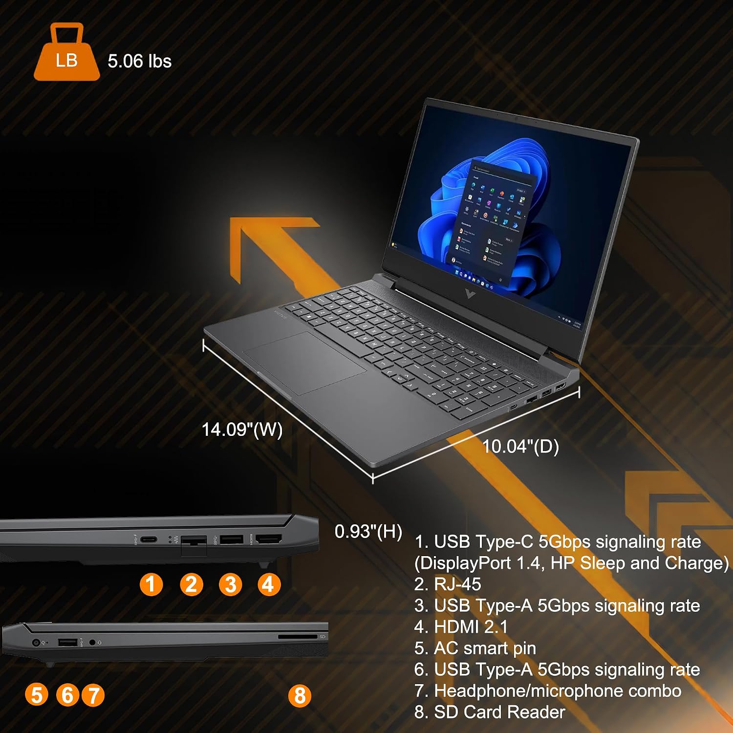 HP Victus 15 Gaming Laptop 15.6' FHD IPS 144Hz (AMD FreeSync Premium) AMD 6-core Ryzen 5 7535HS 16GB RAM 512GB SSD Radeon RX 6550M (>RTX3050) Backlit USB-C Fast Charging Win11 ICP Hub