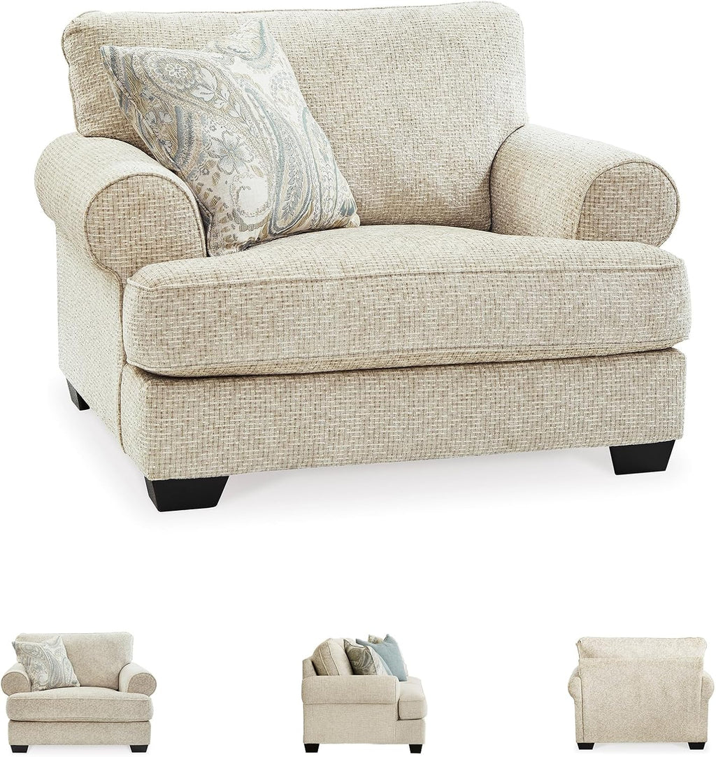 Signature Design by Ashley Monaghan Classic Upholstered Oversized Chair with Toss Pillow, Light Brown