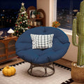 46'' Large Size Papasan Chair with (Non-Swivel) Cushion and Frame, Living Room Chair for Reading, Navy Blue