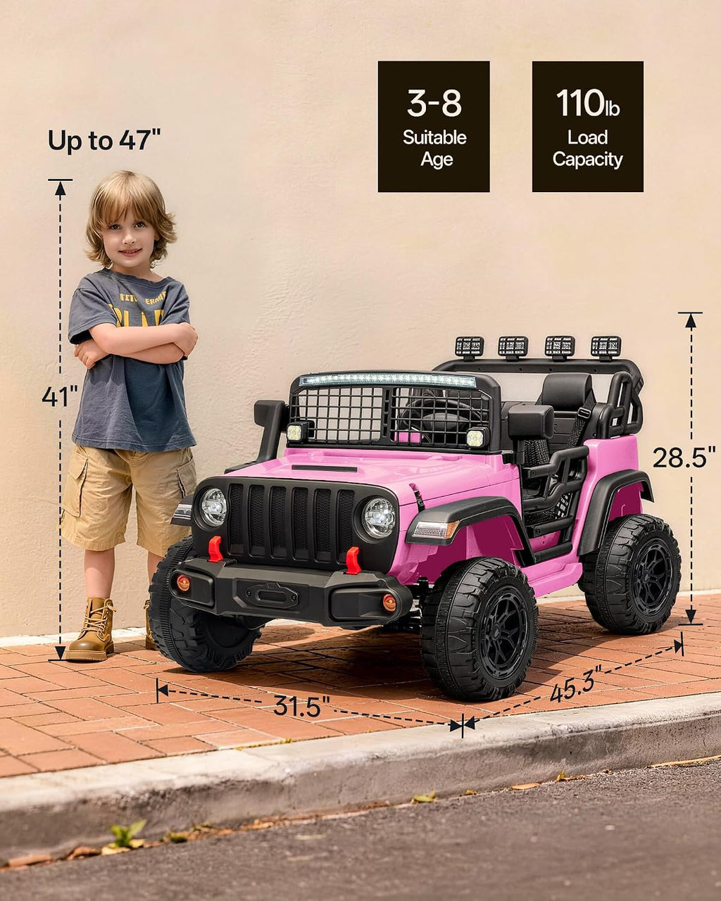 Outfunny 2 Seater Ride on Car Toy, 12V Electric Car for Kids 4-8 with Remote Control, Capacity 110 lb, LED Light - Light Pink