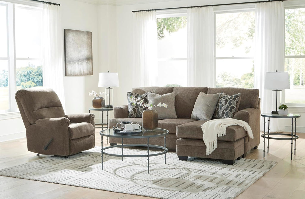 Signature Design by Ashley Stonemeade Casual Right-Arm Facing Sofa Chaise with 4 Toss Pillows, Dark Brown