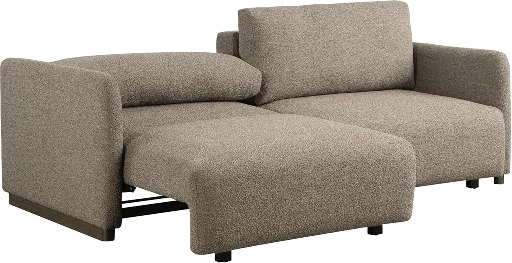 Serta Vail 86' Convertible Sleeper Sofa, Queen Size, Wall-Hugging Dreamglide Mechanism, Dreamcoil Comfort, Boucle Fabric, Brown
