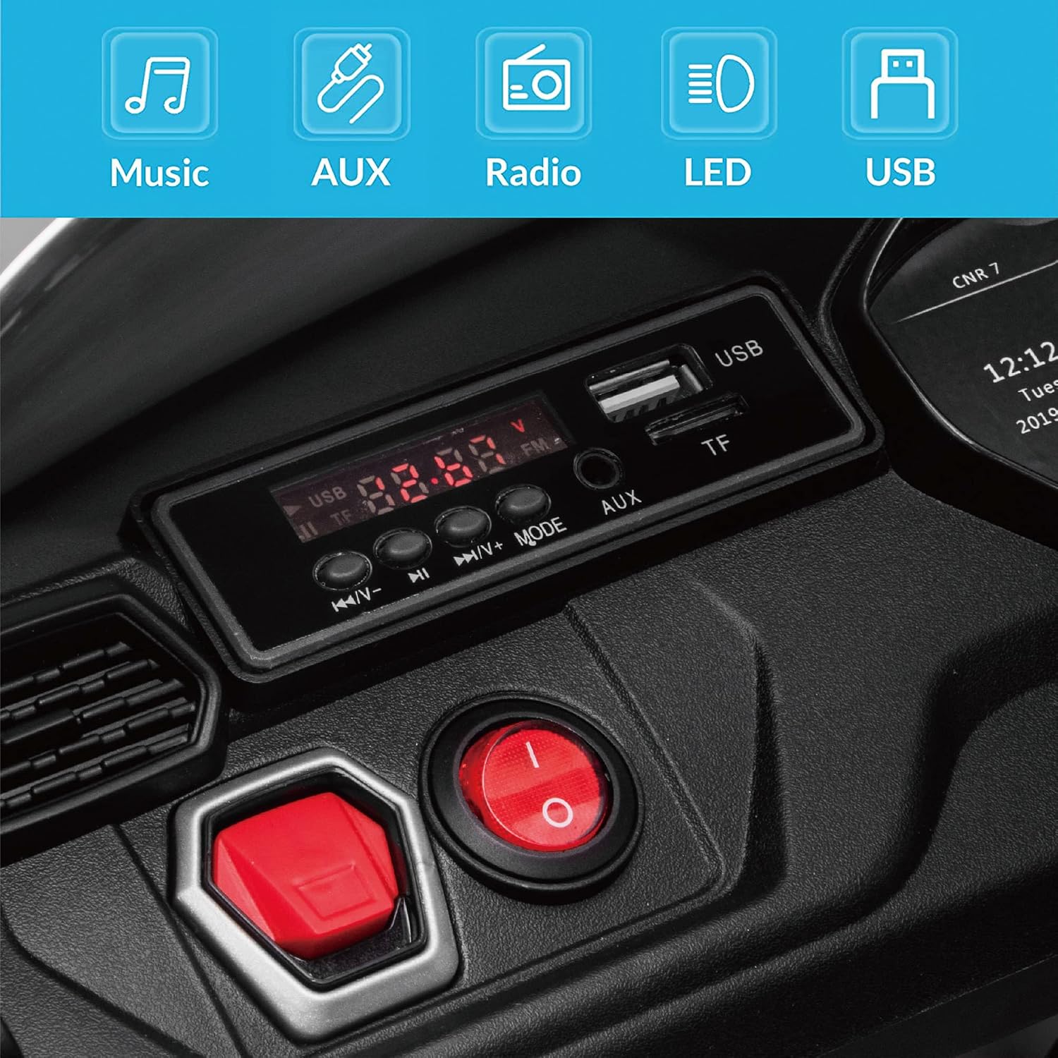 Kidzone Ride On Car 12V Lamborghini Urus Kids Electric Vehicle Toy w/Parent Remote Control, Horn, Radio, Port, AUX, Spring Suspension, Opening Door, LED Light - Black