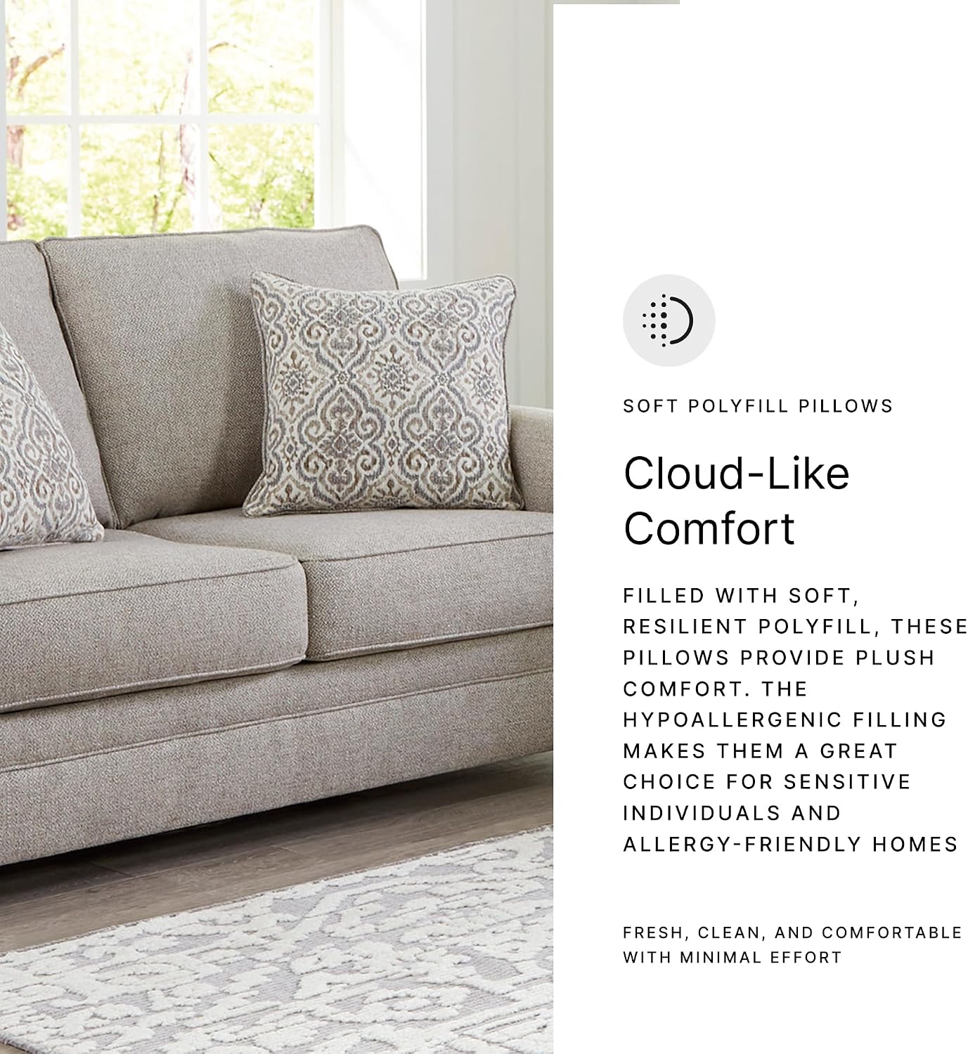 Signature Design by Ashley Gaelon Transitional Loveseat with Nailheads and 2 Accent Pillows, Beige