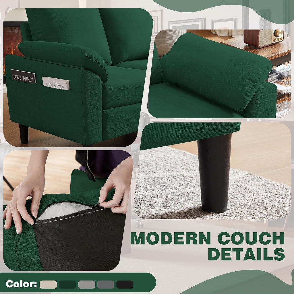 80' Convertible Sectional Sofa, Small L Shaped 3 Seat Couch with Reversible Storage Chaise, Modern Polyester Fabric Sofa Couches for Living Room, Apartment and Small Space, Green