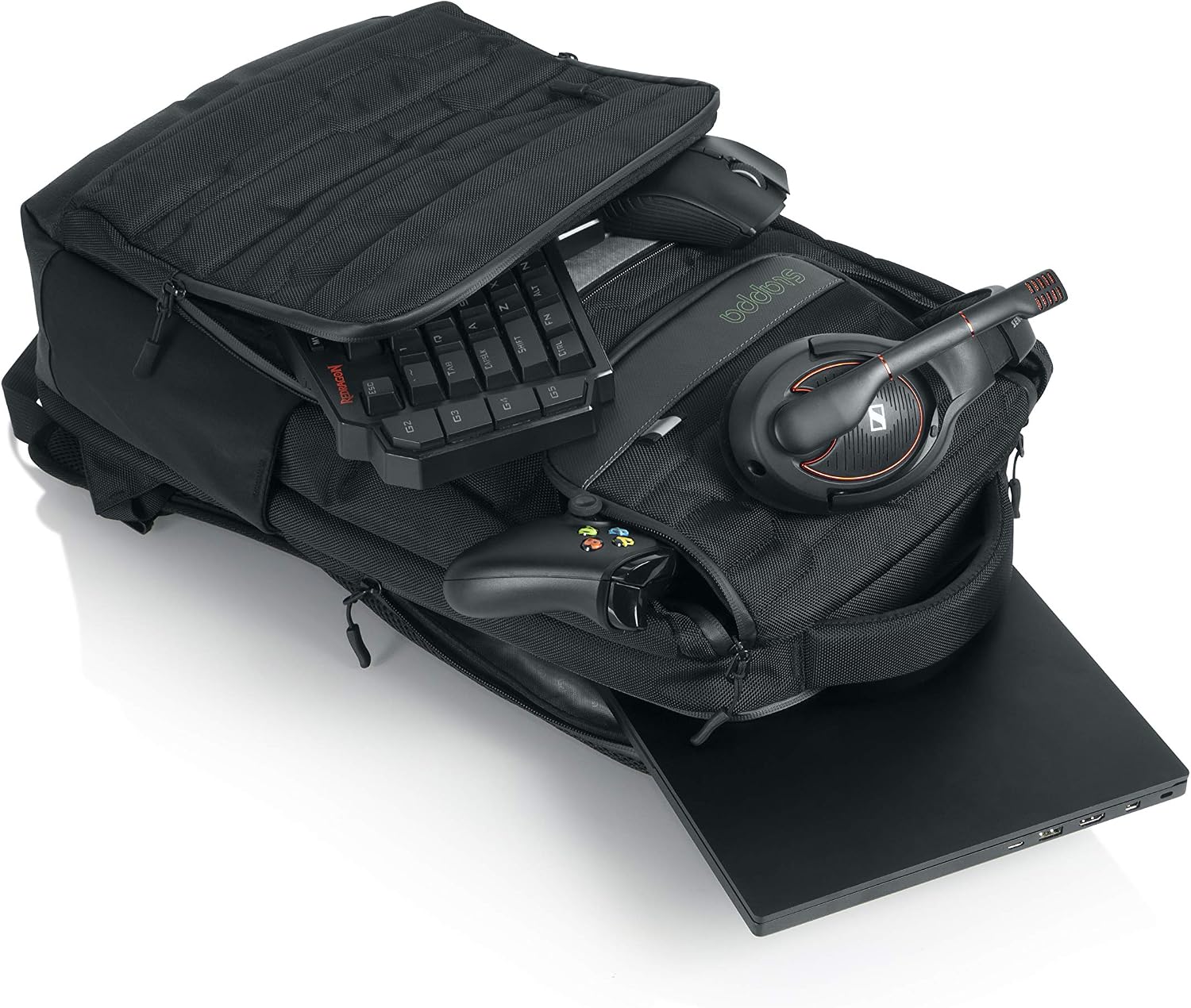 Slappa Gamma Series Gaming Laptop Backpack with Water resistant Zippers; Fits up to 15' Laptops (SL-GAMMA-LAPTOP-BP)