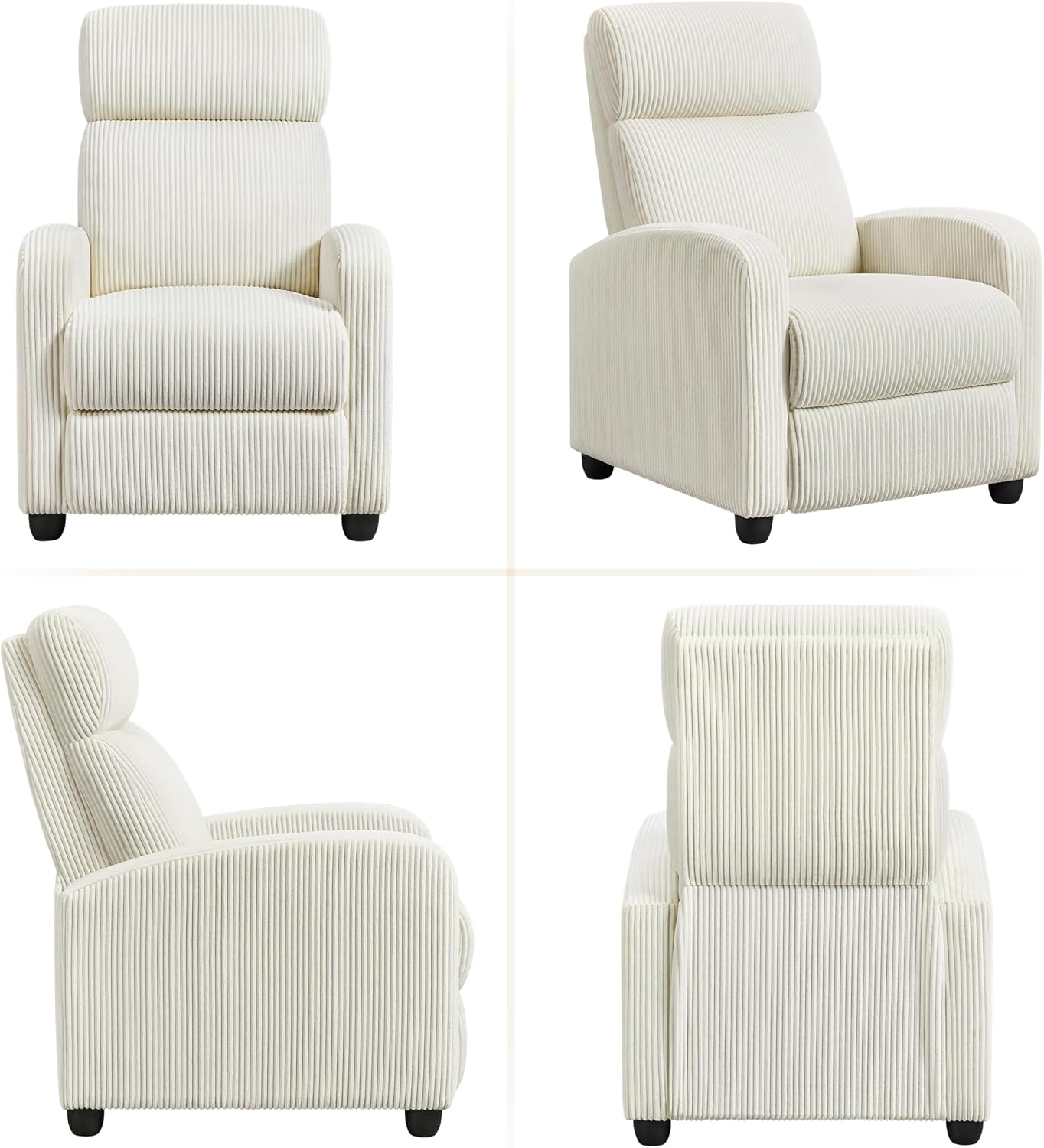 Yaheetech Corduroy Recliner Chair Single Sofa Home Theater Seating Adjustable Modern Reclining Chair for Living Room Bedroom Home Theater Beige