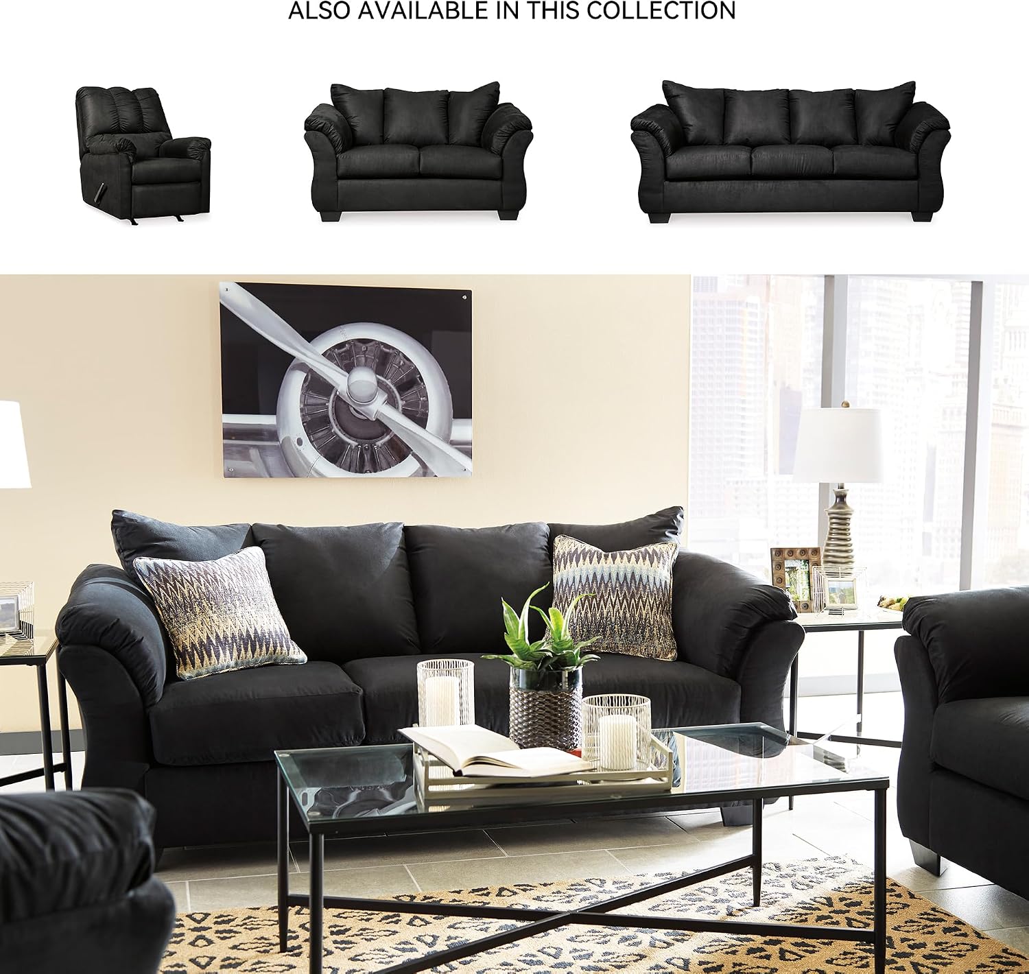 Signature Design by Ashley Darcy Casual Plush Loveseat, Black
