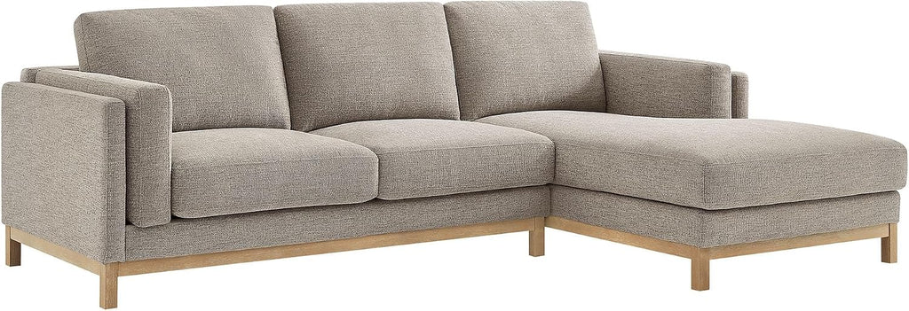 Modway Roscoe Right-Facing Sectional Sofa with Chaise in Pewter - 2-Piece Mélange Chenille Fabric Deep Seat Couch, L Shaped Modular for Living Room or Lounge