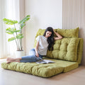 MAXYOYO Folding Sofa Bed, Tufted Bean Bag Bed with Pillows Floor Mattress for Adults, Extra Thick and Long Floor Sofa, Twin Couch for Bedroom Living Room, Green, 39x91 Inch