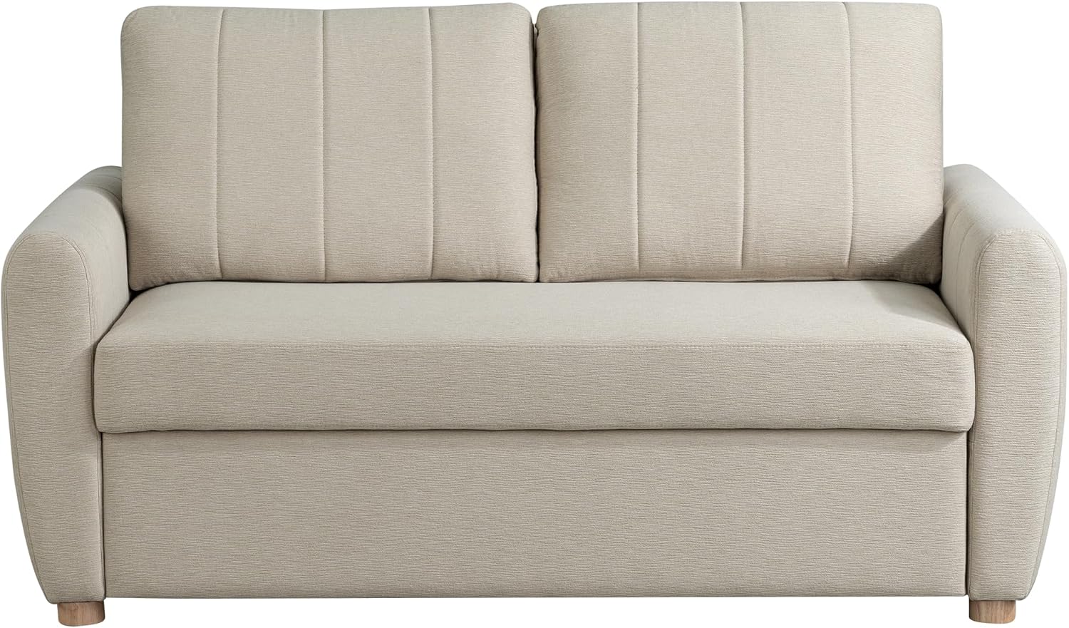 Serta Galway 66.5' Convertible Sleeper Loveseat, Full Size, Dreamcoil Comfort, FingerGuard Pinch Point Protection, Soft Woven Fabric, Beige