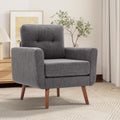Tbfit Accent Chair, Reading Chair for Living Room & Bedroom, Mid Century Modern Arm Chair, Button Tufted Upholstered Accent Chairs Sofa with Solid Wood Frame, Grey