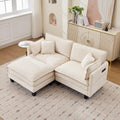 Opiesit Modular Sectional Sofa with Movable Ottoman, 75' 3-Seat Modern Couches for Living Room, Comfy L Shaped Couch Set with Deep Seat for Office and Apartment, Beige Chenille Fabric