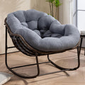 HOMEFUN Nursery Rocking Chairs Oversized Papasan Chair Indoor with Padded Cushion Upholstered Glider for Reading Living Rooms BedroomsOffices, Teddy Grey