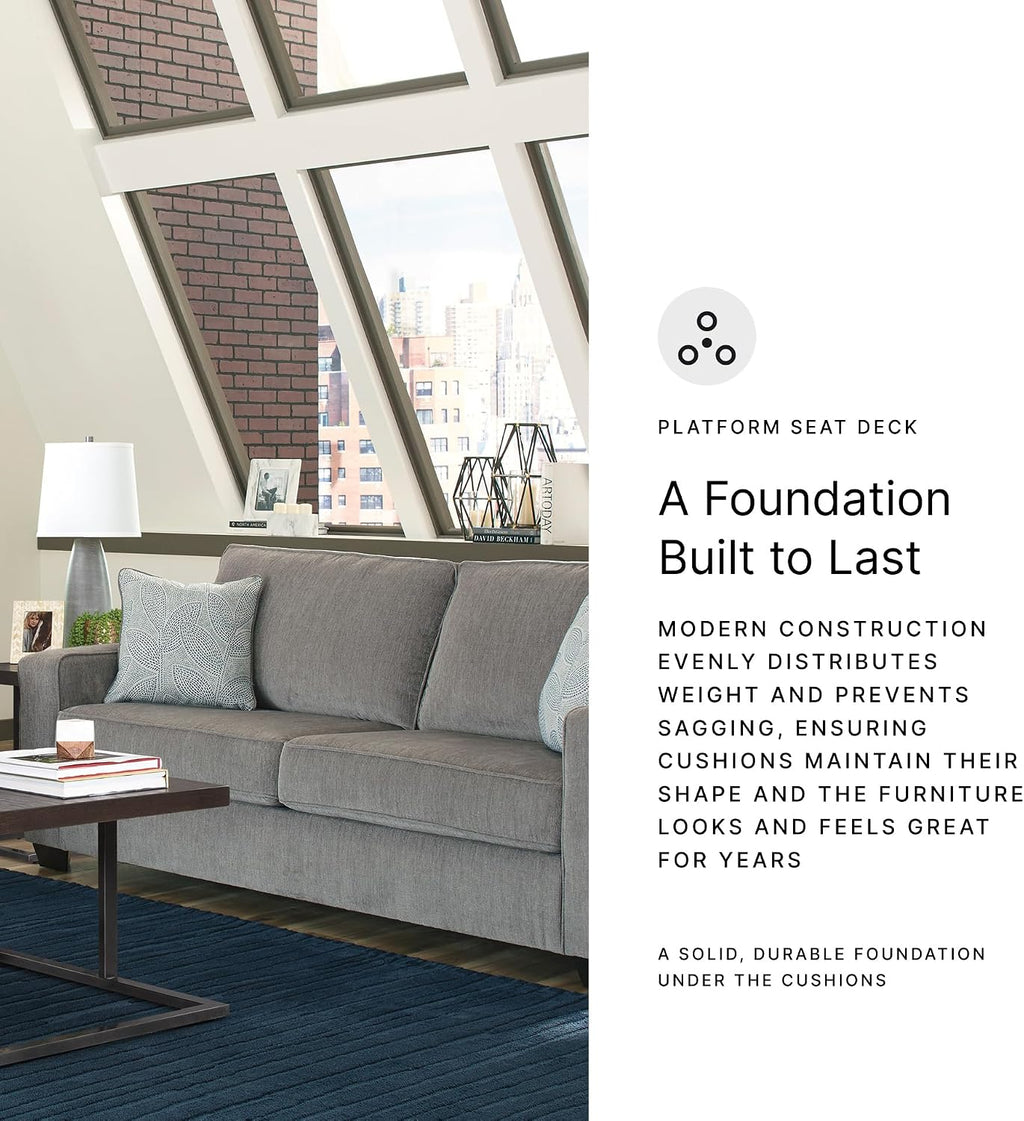 Signature Design by Ashley Altari Modern Sofa with 2 Accent Pillows, Light Gray