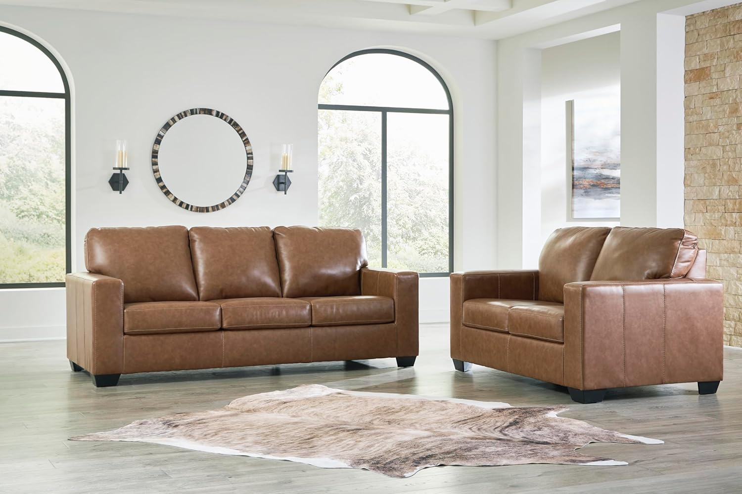Signature Design by Ashley Bolsena Contemporary Leather Match Sofa, Dark Brown