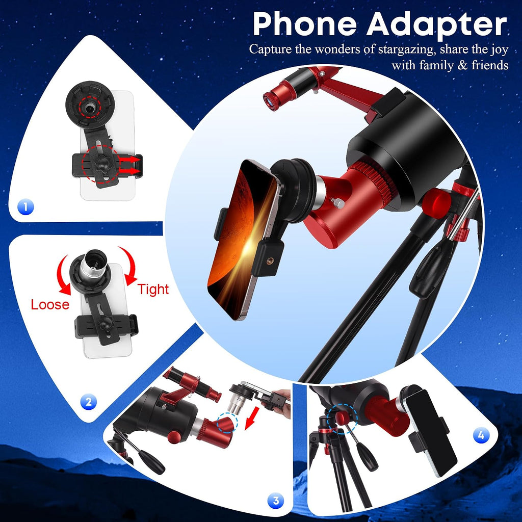 Telescope for Adults High Powered, 90mm Aperture 550mm Professional Telescope for Kids&Beginners with Folding Stool&Tripod&Phone Adapter&Carrying Bag, Portable Travel Refractor Astronomical Telescopes