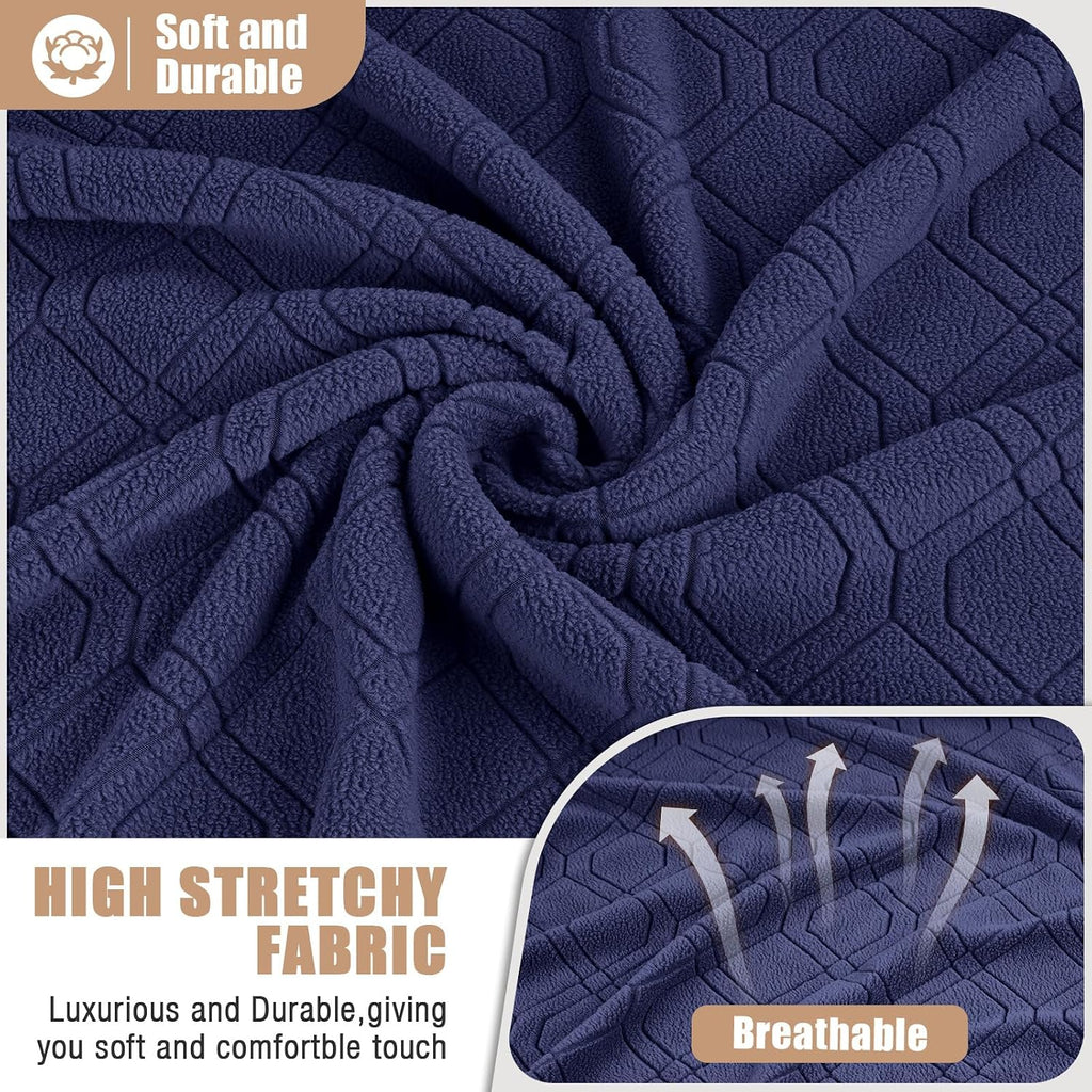 VANSOFY Extra Large Reclining Sectional Couch Covers, Washable 5-Piece Sofa Covers for L Shape Sectional Sofa Corner Seater, Thick, Soft Sofa Slipcovers (5 Seat Recliner Cover, Navy Blue)