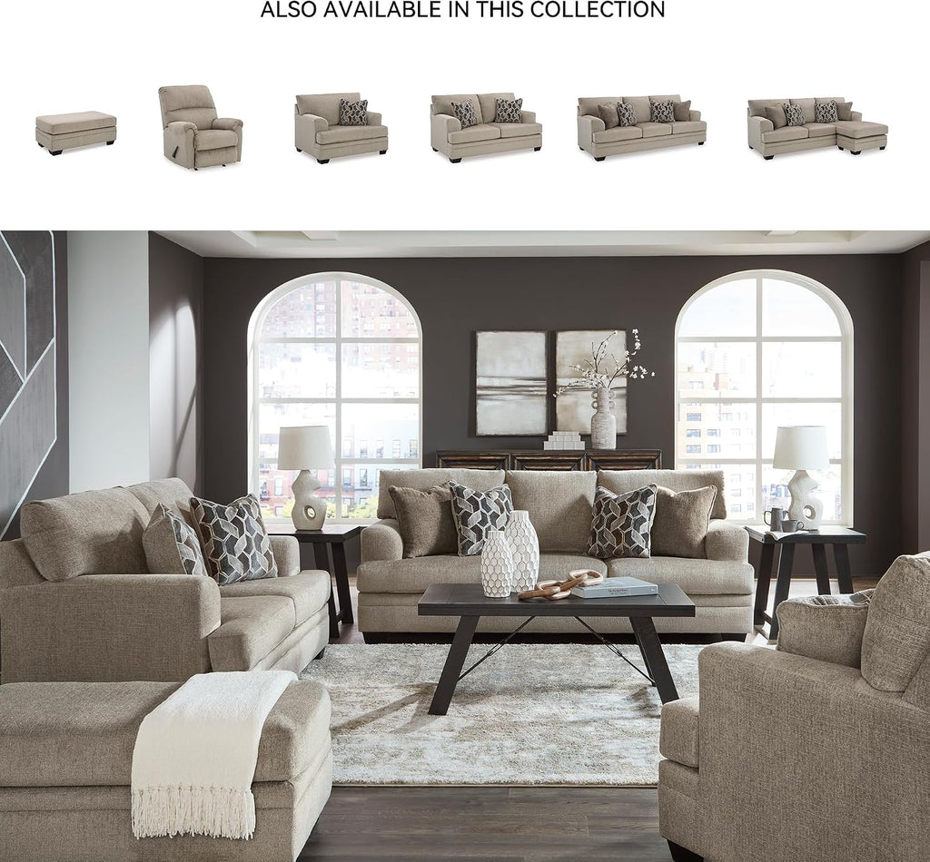 Signature Design by Ashley Stonemeade Casual Right-Arm Facing Sofa Chaise with 4 Toss Pillows, Light Brown