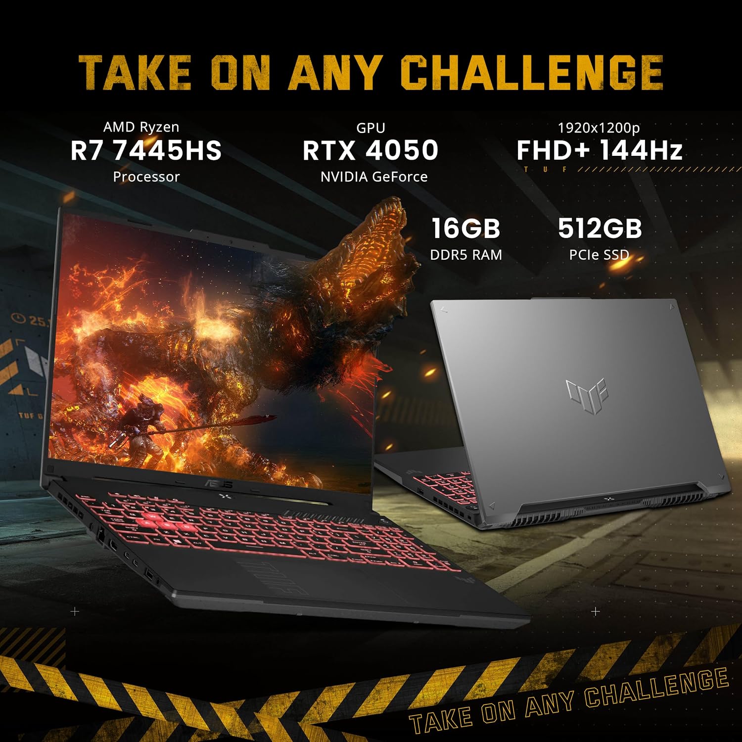 ASUS TUF A16 16' WUXGA 144Hz Gaming Laptop, AMD Ryzen 7 7445HS, NVIDIA GeForce RTX 4050, 16GB DDR5, 1.5TB Storage(512GB SSD+1TB Docking Station Set), RGB Backlit Keyboard, Copilot, Win11 Pro, Gray