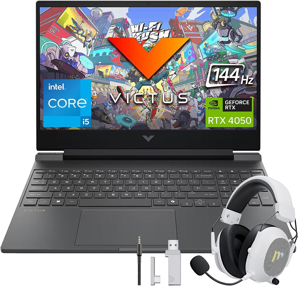 HP Victus 15.6 Gaming Laptop, 15.6 FHD 144HZ Display, Intel Core i5-13420H, NVIDIA GeForce RTX 4050, 32GB RAM 1TB SSD, Backlit Keyboard, WiFi 6, Win 11 Pro, Bundled with Accessory