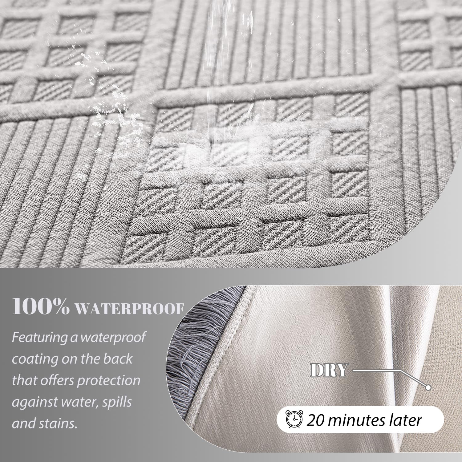 Waterproof Sectional Couch Covers Sectional Sofa Cover L Shaped Corner Sofa Slipcovers Blanket for Dogs Pets Washable Jacquard Quilted L Shape Furniture Protector (75x252 in, Ash Gray)