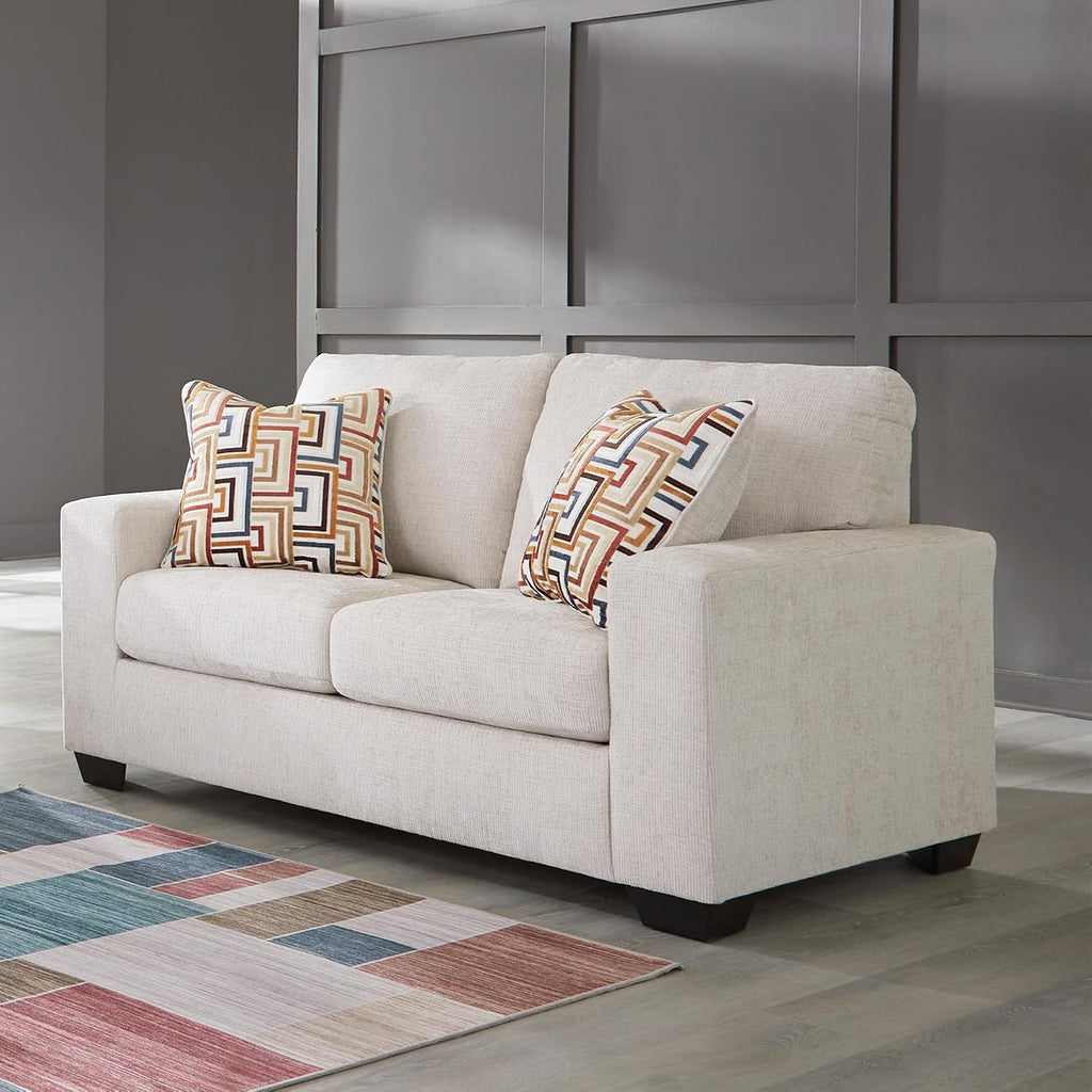 Signature Design by Ashley Aviemore Coastal Loveseat with 2 Accent Pillows, Beige