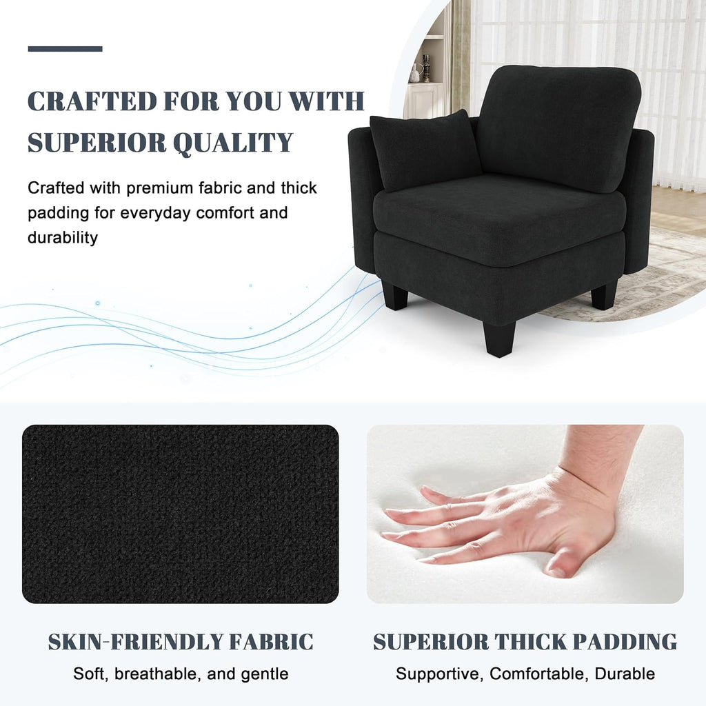 Sectional Sleeper Sofa, 8 Seaters Modular Sleeper Sofa Couch, Comfy Sectionals Couches Bed, Convertible Sofas with Ottomans, Modular Sectional Couches for Living Room, Black