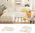 KINGYES 107'' Modular Sectional Sofa, L Shaped Cloud Couch for Living Room, Modern Boneless Sofa with Chaise for Bedroom, Beige