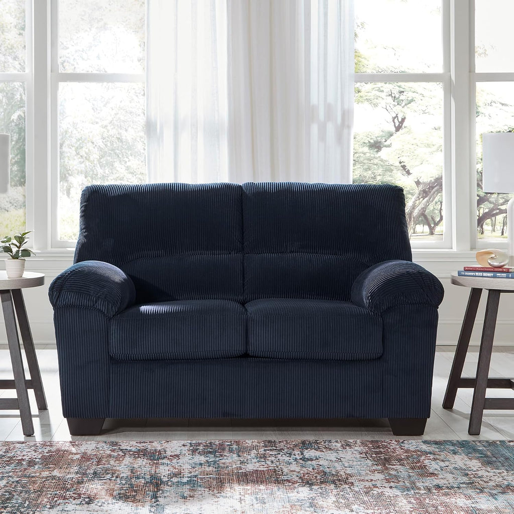 Signature Design by Ashley SimpleJoy Contemporary Loveseat for Living Room, Blue