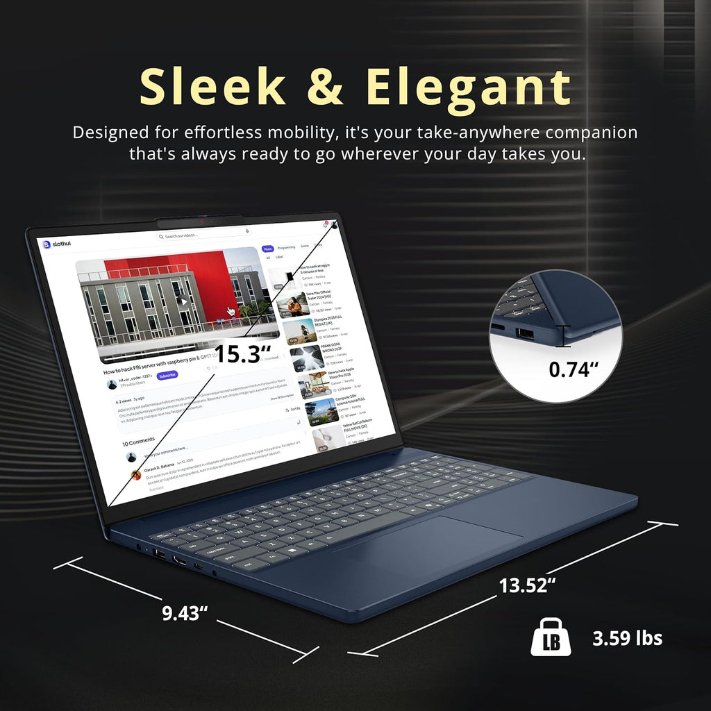 Lenovo IdeaPad Slim 3i 15.3' WUXGA Touchscreen Laptop, Intel Core 5 210H, 40GB DDR5, 1.16TB Storage(1TB SSD+160GB Docking Station Set), Intel Graphics, Backlit Keyboard, Number Pad, Windows 11, Blue