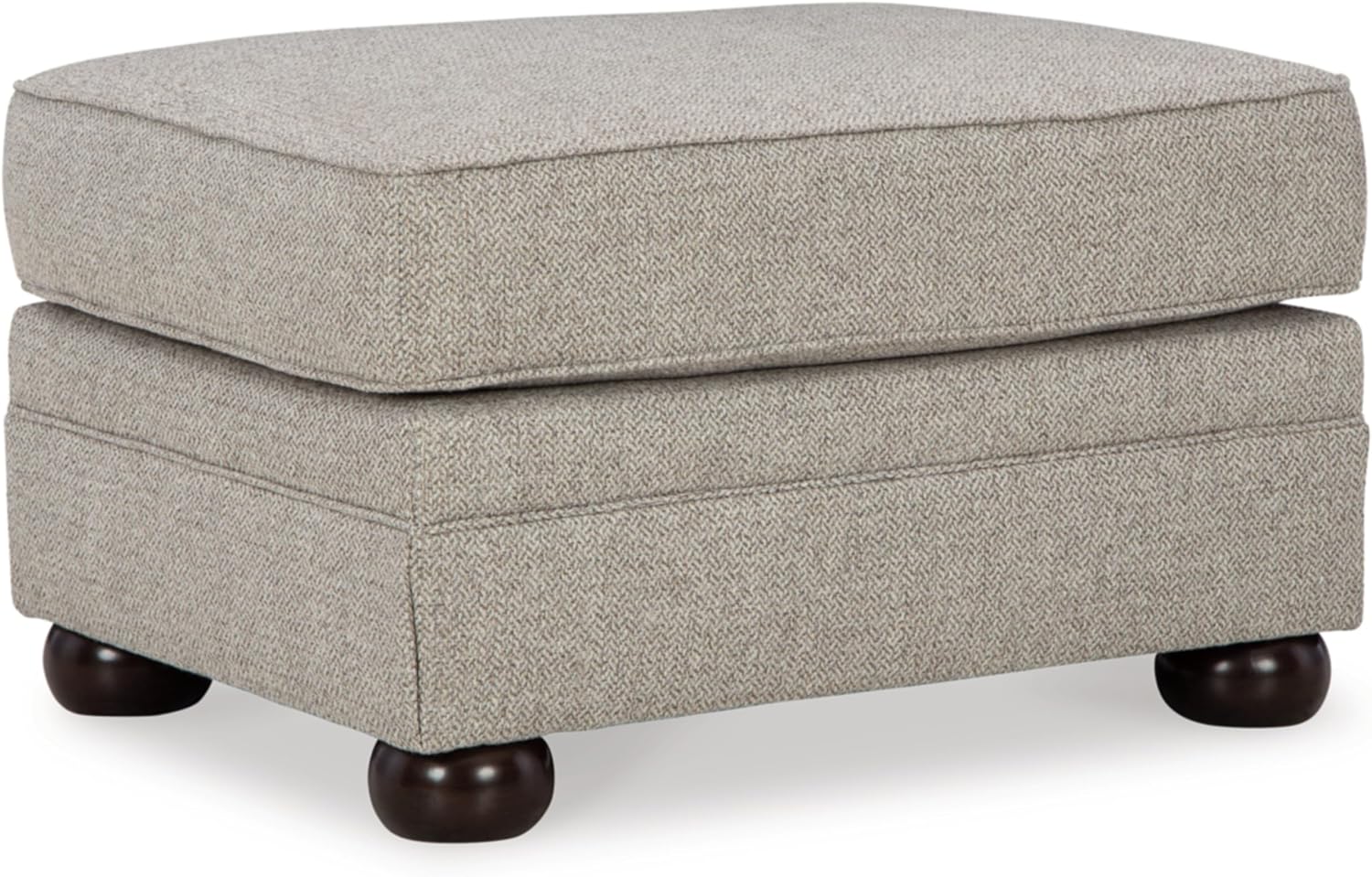 Signature Design by Ashley Gaelon Transitional Rectangular Upholstered Ottoman with Bun Legs, Light Brown
