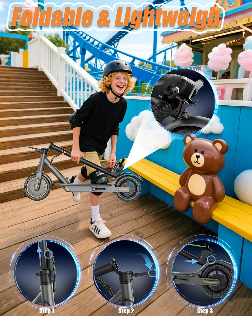 MAXSHOT Electric Scooter Adults & Big Kids, Top Speed 9/16/19MPH, 10/12/16/19Miles Range, 6.5'/8.5' Tires Folding Escooter, APP Control