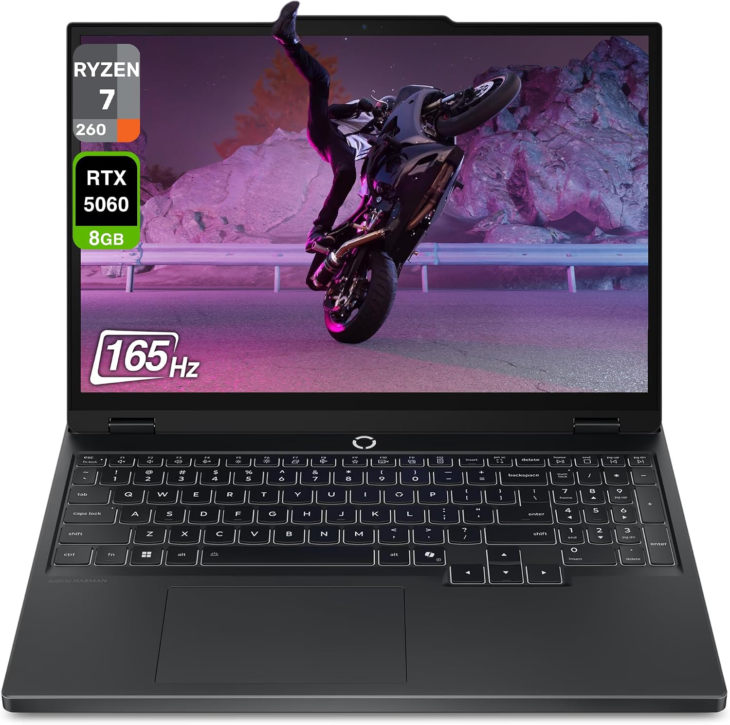 Lenovo Legion 5 Gen 10 Gaming Laptop, AMD Ryzen 7-260, 32 GB DDR5 RAM, 1 TB PCIe SSD, 15.1' WQXGA (2560x1600) Display, Nvidia G-Force RTX 5060, 24-Zone RGB Backlit Keyboard, W11 Home, Eclipse Black