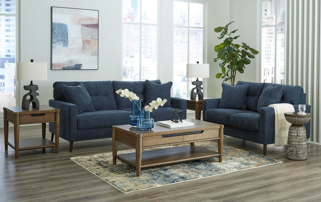 Signature Design by Ashley Bixler Classic Tufted Sofa with Removable Cushions, Blue
