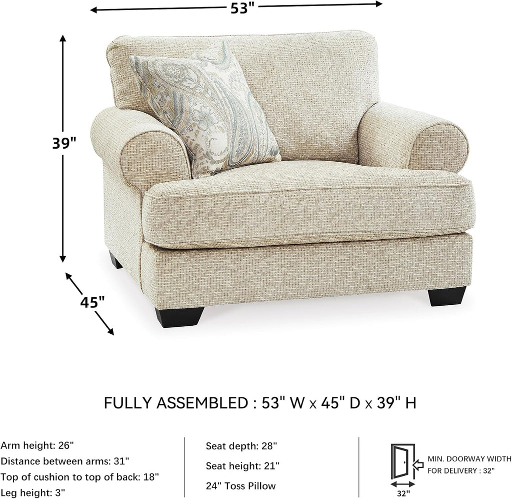 Signature Design by Ashley Monaghan Classic Upholstered Oversized Chair with Toss Pillow, Light Brown