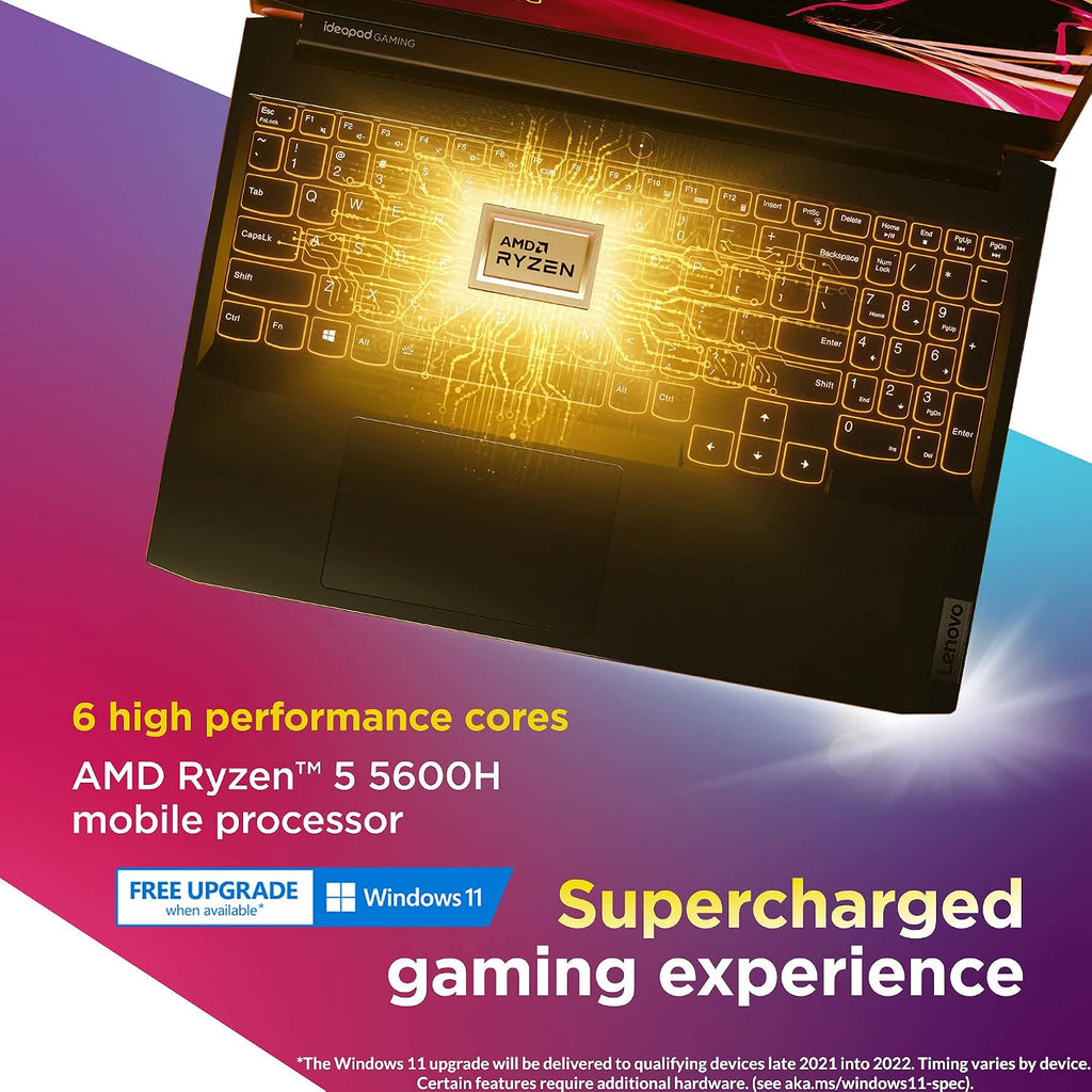 Lenovo IdeaPad Gaming 3 15 Laptop, 15.6' FHD Display, AMD Ryzen 5 5600H, NVIDIA GeForce GTX 1650, 8GB RAM, 256GB Storage, Windows 10H
