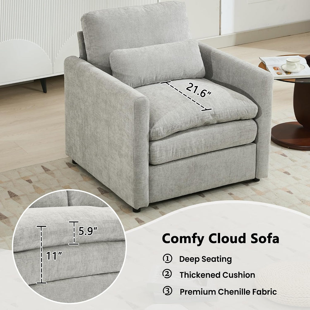 Harper & Bright Designs Chenille Fabric Upholstered Sofa, Oversized Comfy Cloud Loveseat Sofa Couch, Double Plush Cushion for Living Room
