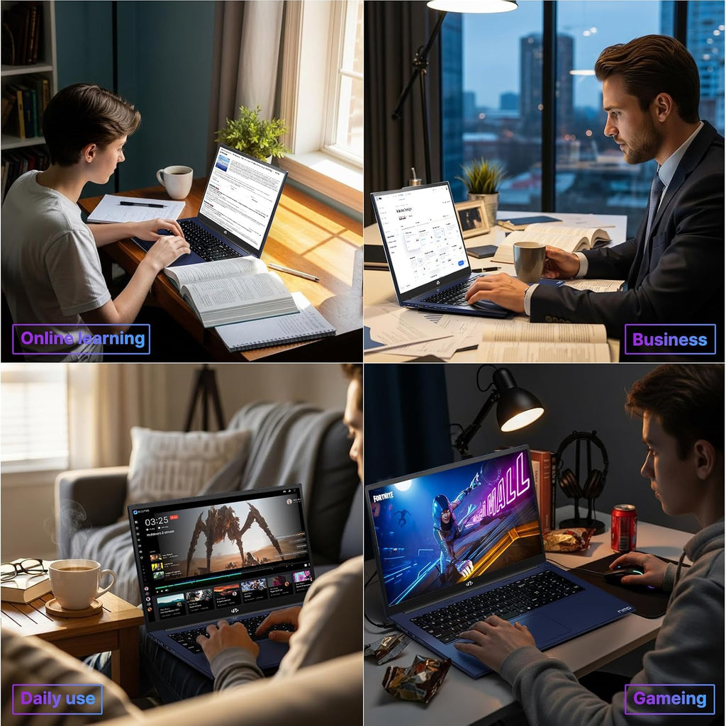 NIMO 17.3 Gaming-Laptop Ryzen 9 8945HS (Beat i9-13900H, Up to 5.2GHz) 16GB RAM, 512GB SSD, Radeon 780M, PD 100W Type-C AI-Enhanced for Copilot VR Ready, Backlit Keyboard, Fingerprint, 180°Viewing