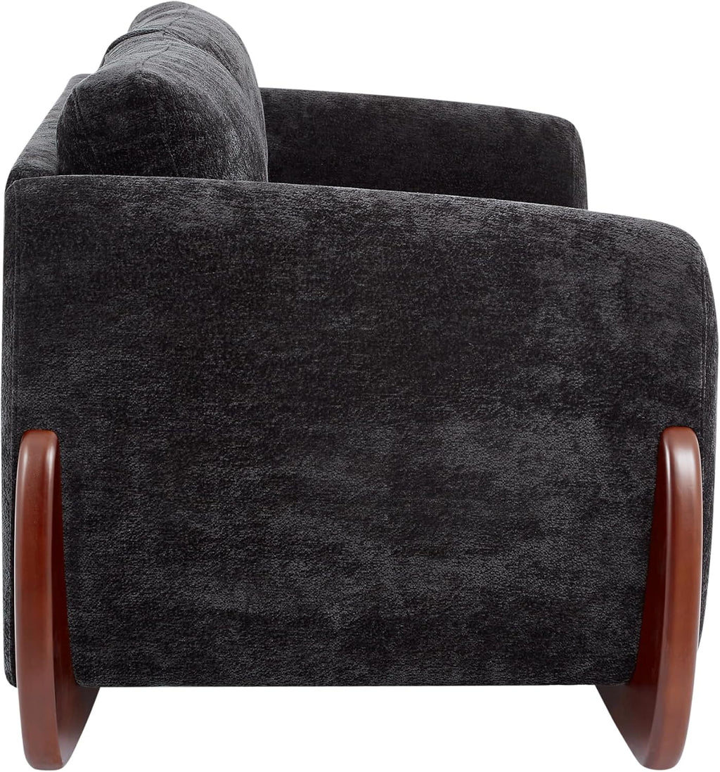 Christopher Knight Home Taki 89 Inches Sofa Couch, Cozy Chenille Upholstered 3-Seater Sofa, Wood Frame Couches, Comfy Home Sofa Living Room and Office, Lounge Seating with Armrests, Black