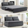 CECER 64.2' Queen Size Pull Out Sofa Bed, Pull Out Couch Bed with 2 Pillows, Linen Convertible Sleeper Sofa with Comfy Mattress, 2 in 1 Armless Loveseat Sleeper for Living Room-Dark Grey